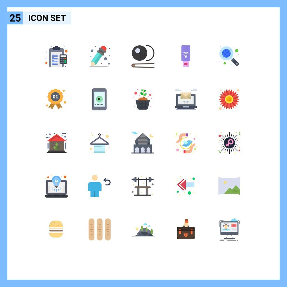 Universal Icon Symbols Group of 25 Modern Flat Colors of web global pool signal wifi Editable Vector Design Elements