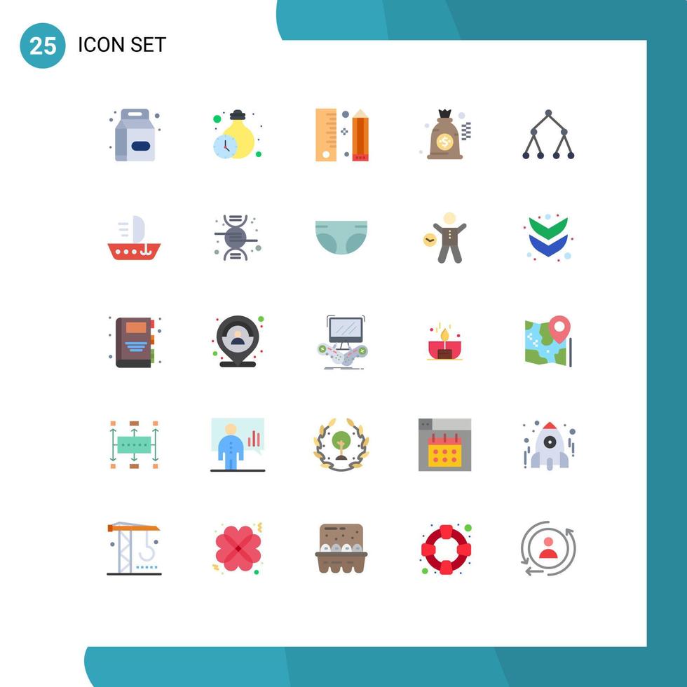 Set of 25 Modern UI Icons Symbols Signs for social money coding dollar programing Editable Vector Design Elements