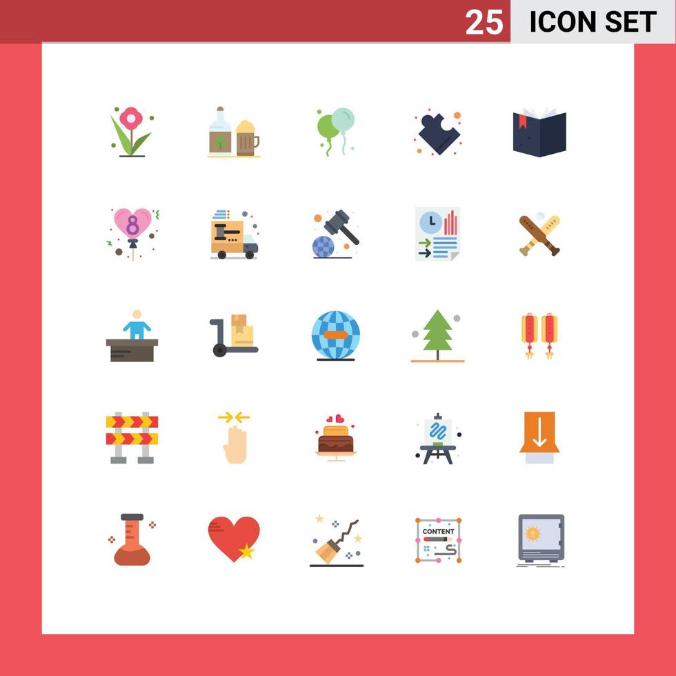 25 Universal Flat Colors Set for Web and Mobile Applications balloon education bloon book puzzle Editable Vector Design Elements