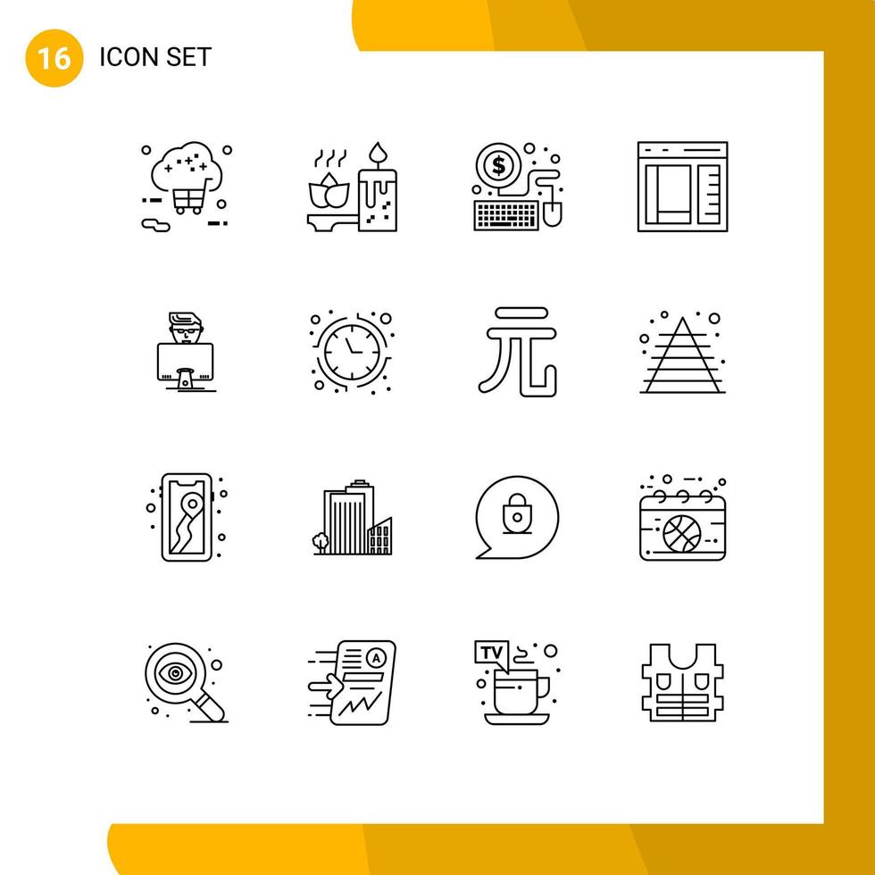 Stock Vector Icon Pack of 16 Line Signs and Symbols for hacker development spa develop browser Editable Vector Design Elements