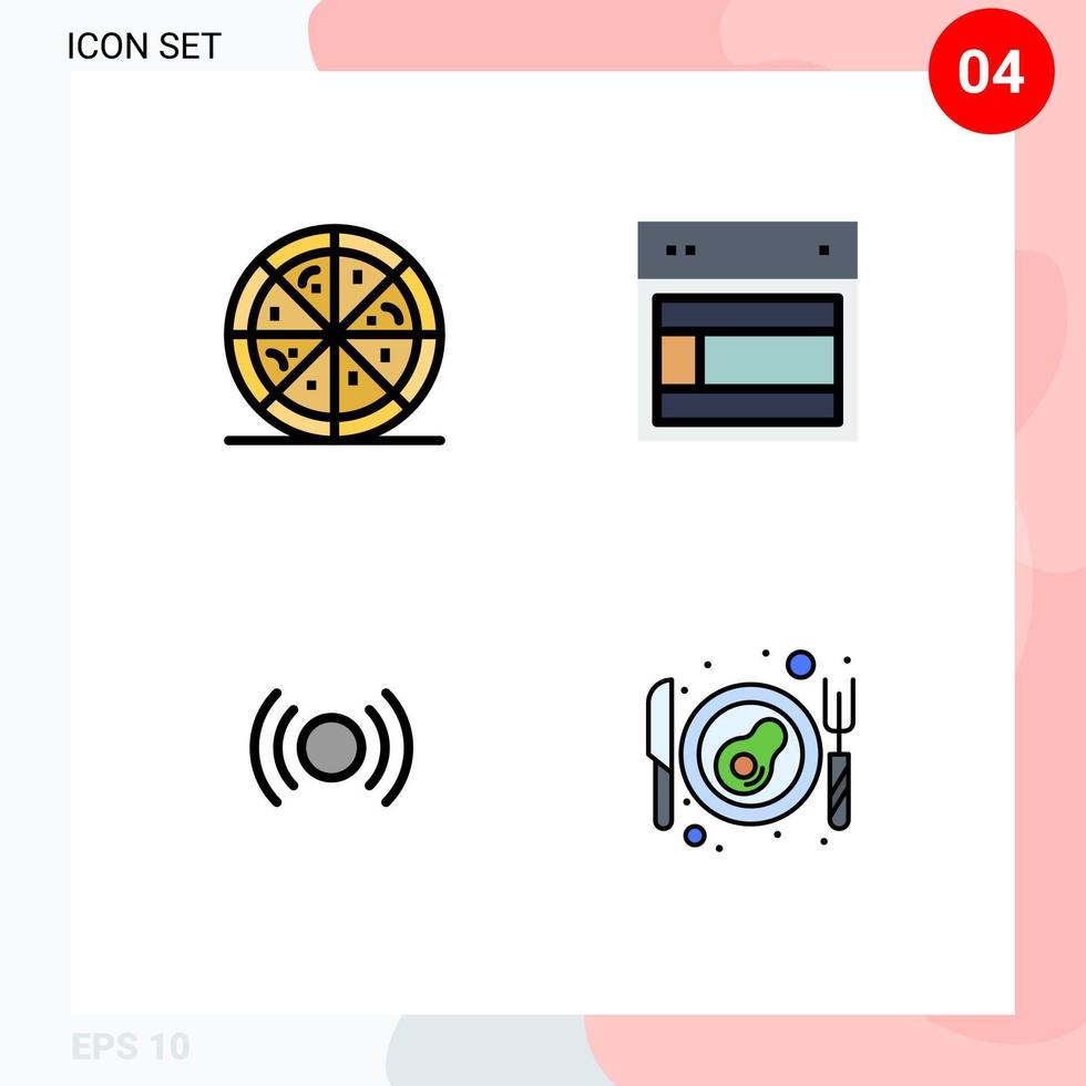 Stock Vector Icon Pack of 4 Line Signs and Symbols for fast food signal layout website ux Editable Vector Design Elements