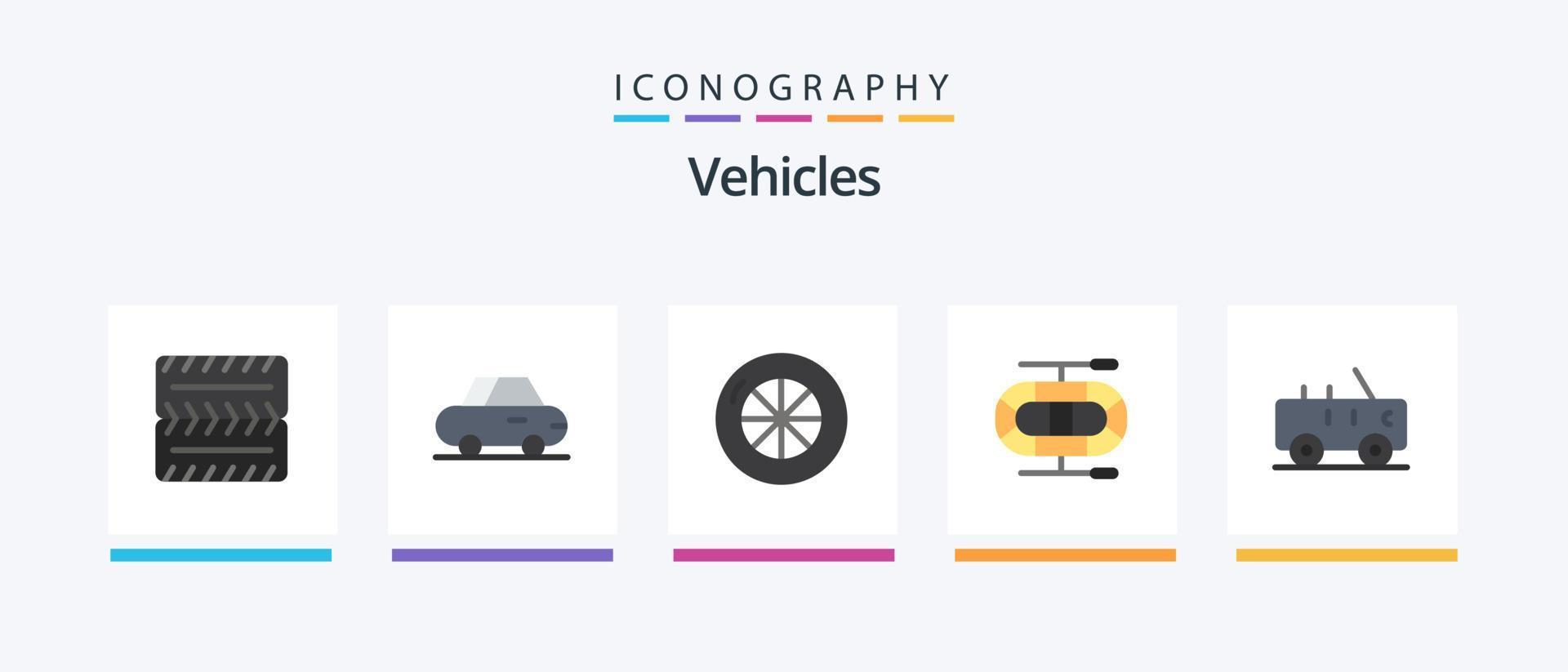 Paquete de 5 iconos planos de vehículos que incluye. hummer.. diseño de iconos creativos vector