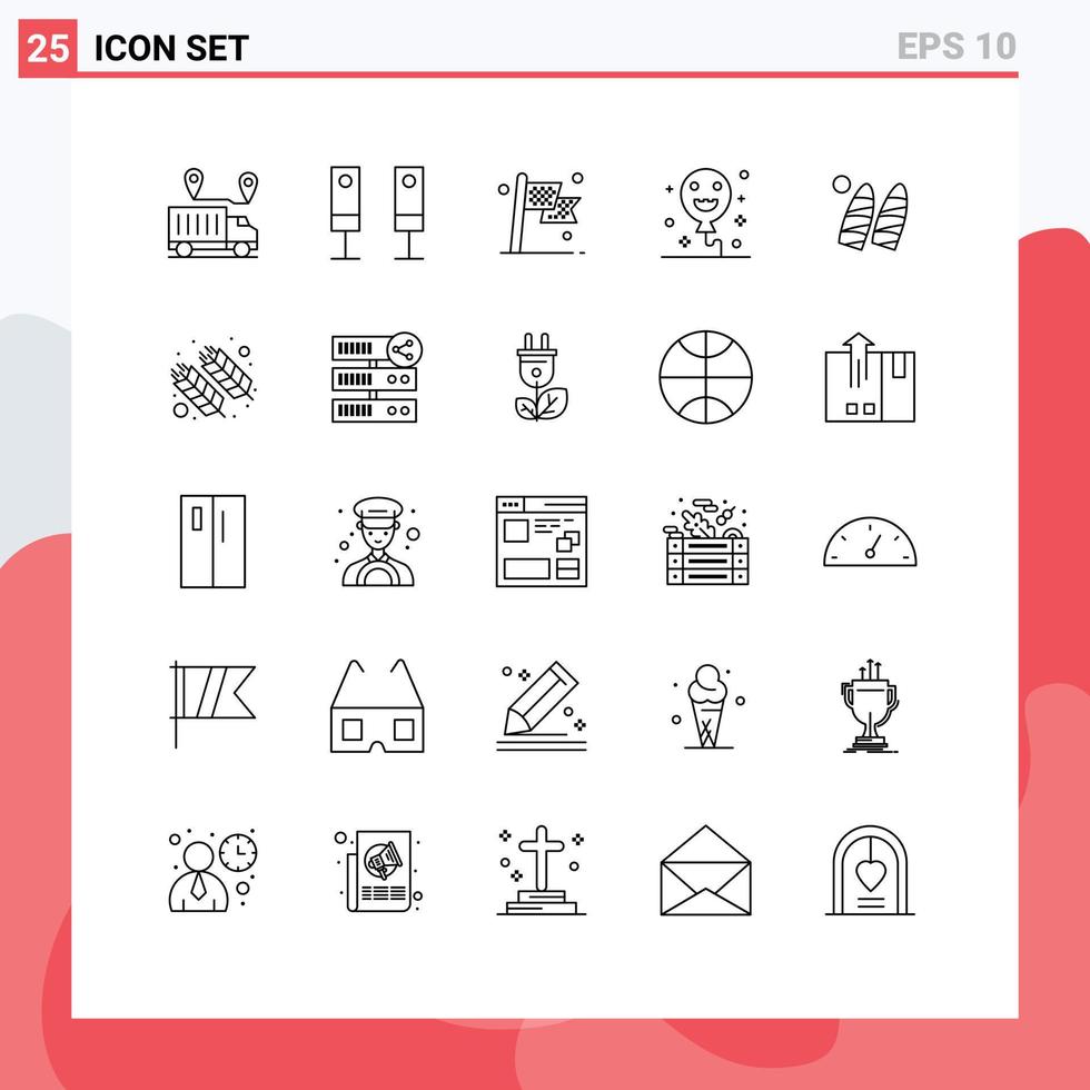 Group of 25 Modern Lines Set for surf halloween system balloons race Editable Vector Design Elements