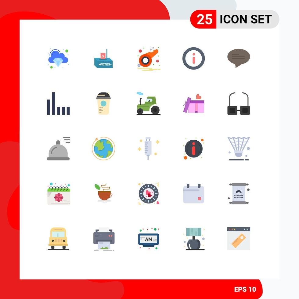 Modern Set of 25 Flat Colors Pictograph of conversation menu money information whistle Editable Vector Design Elements