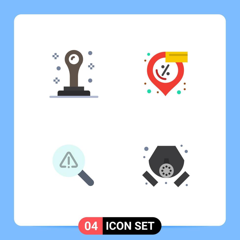 Mobile Interface Flat Icon Set of 4 Pictograms of office view discount shopping gas Editable Vector Design Elements