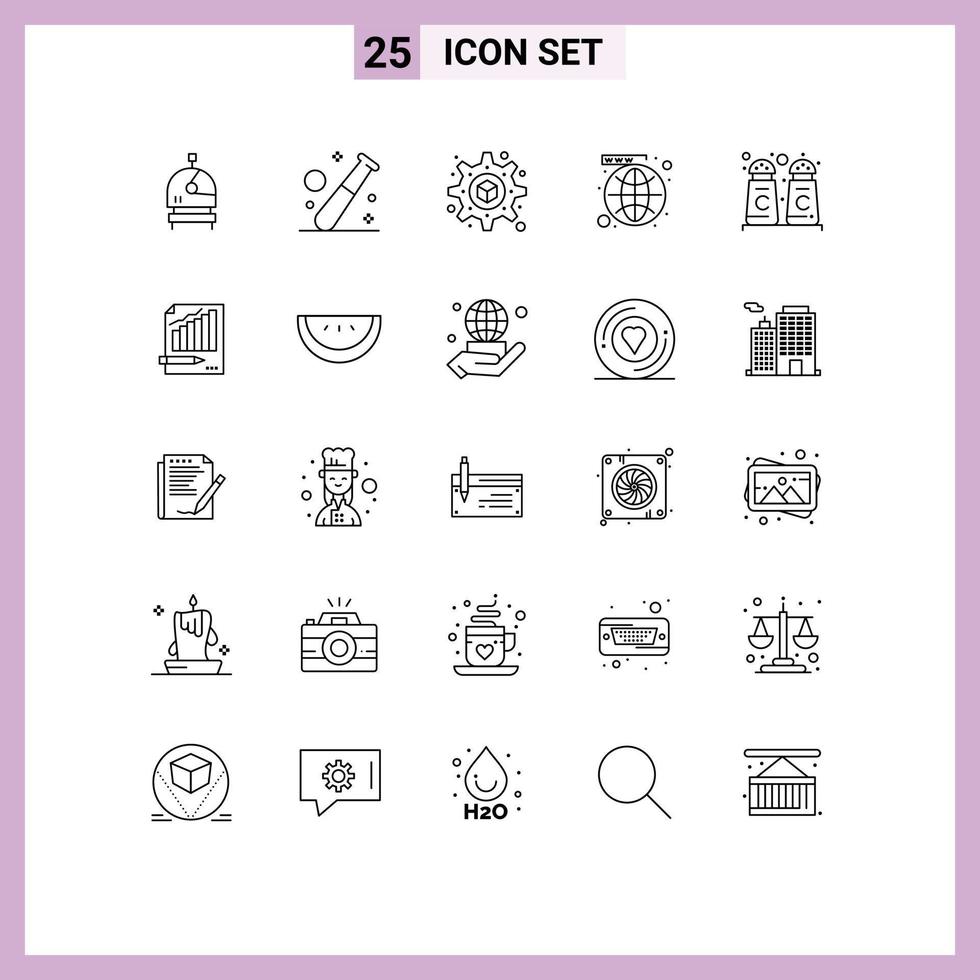 Editable Vector Line Pack of 25 Simple Lines of shop cinnamon printing worldwide social Editable Vector Design Elements