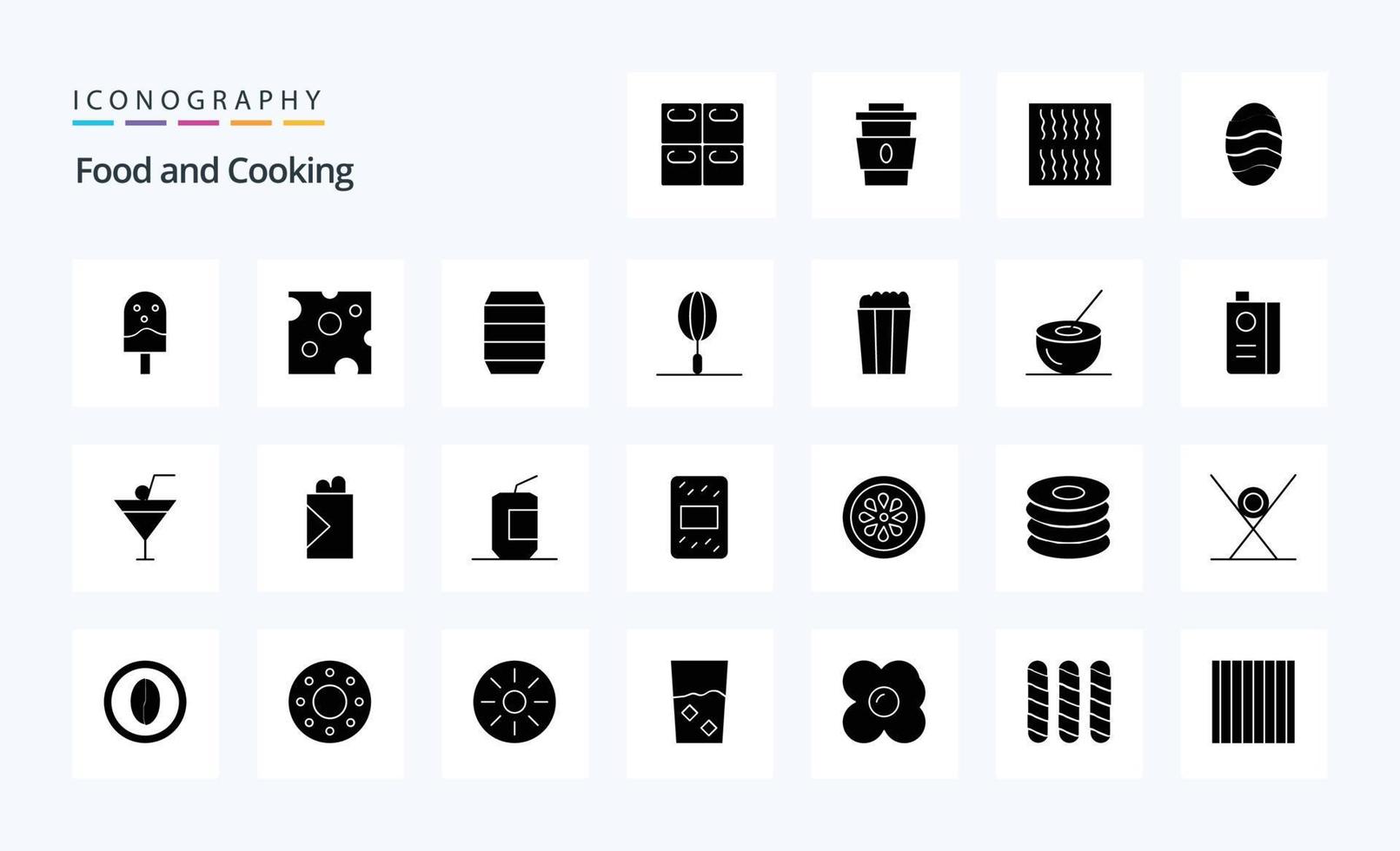 25 Food Solid Glyph icon pack vector