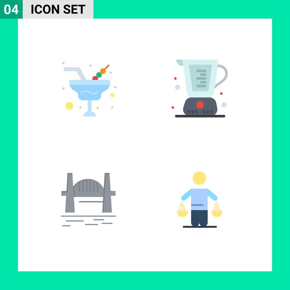 4 Creative Icons Modern Signs and Symbols of champaign australia glass cooking citysets Editable Vector Design Elements