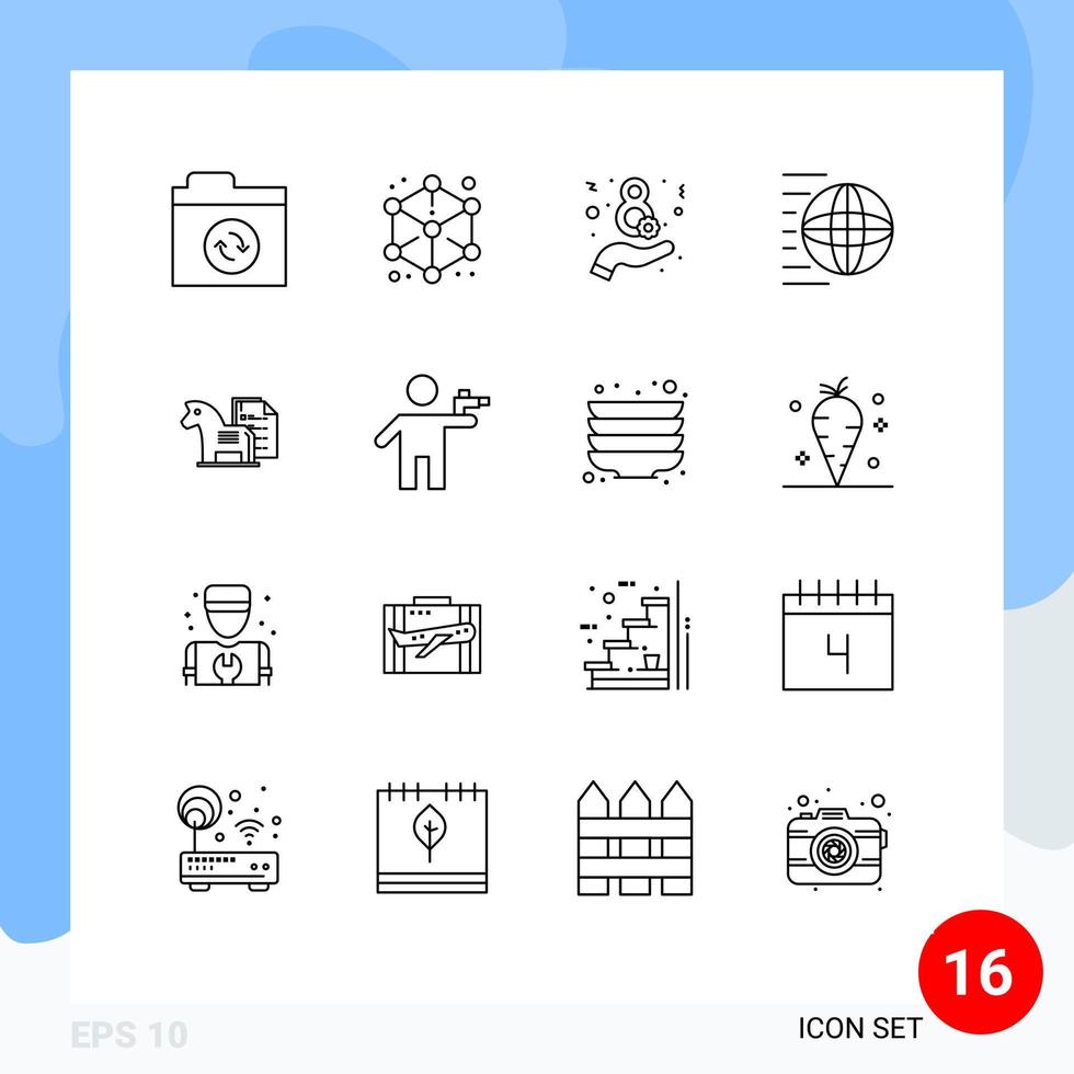 Set of 16 Modern UI Icons Symbols Signs for advantage transport day shopping logistic Editable Vector Design Elements