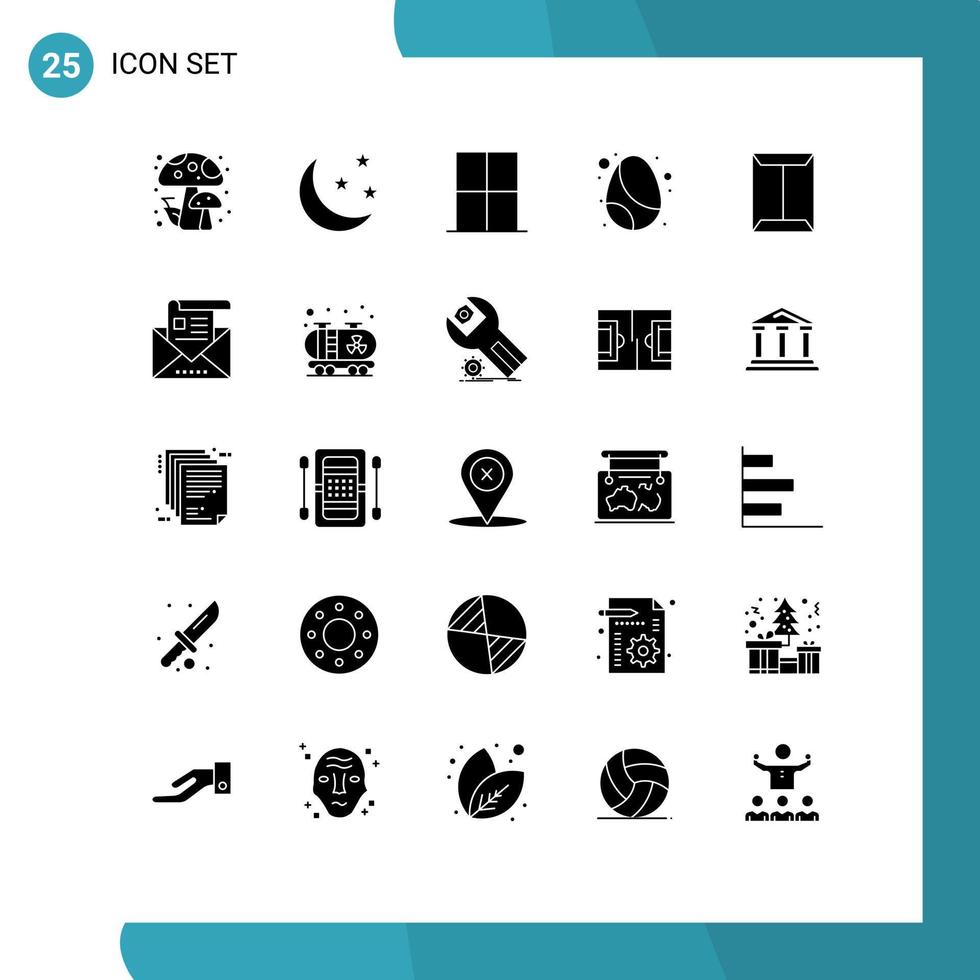 25 Universal Solid Glyph Signs Symbols of rack celebration home egg birthday Editable Vector Design Elements