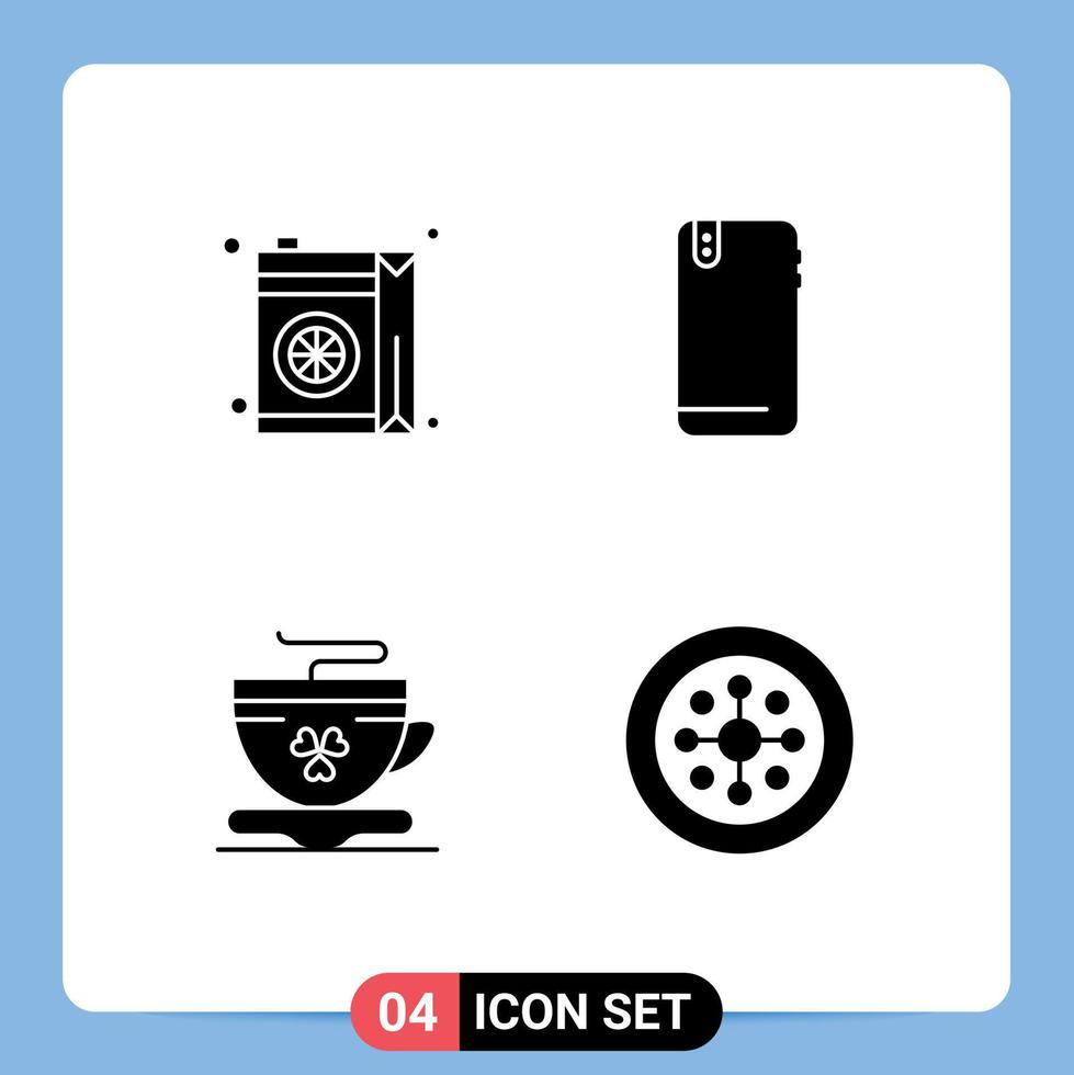 conjunto de 4 iconos de interfaz de usuario modernos símbolos signos para beber té naranja taza móvil elementos de diseño vectorial editables vector