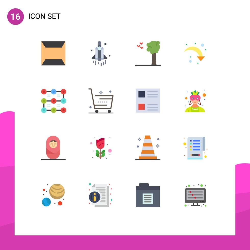 16 Flat Color concept for Websites Mobile and Apps security pattern birds lock right arrow Editable Pack of Creative Vector Design Elements