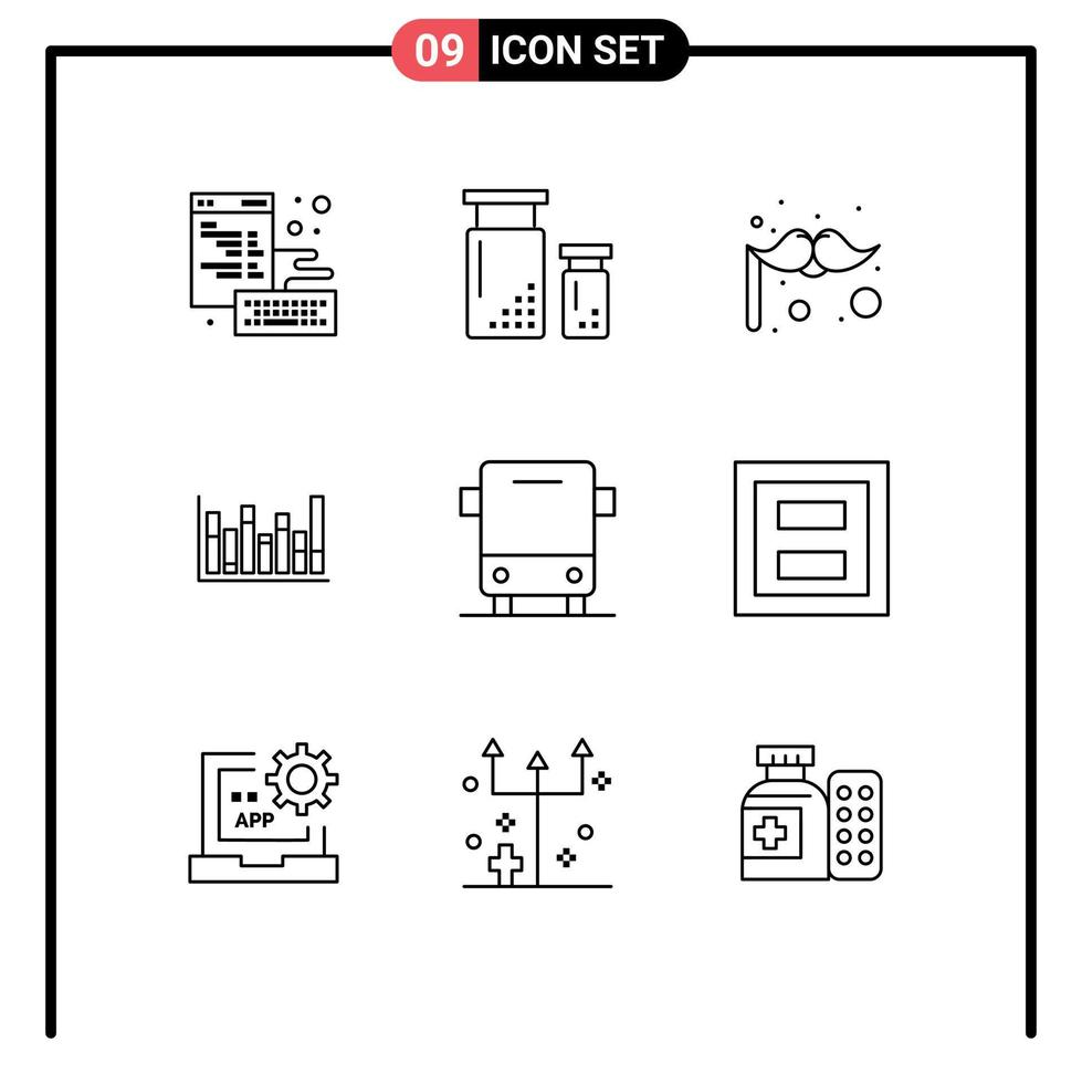 Universal Icon Symbols Group of 9 Modern Outlines of car down paint up graph Editable Vector Design Elements