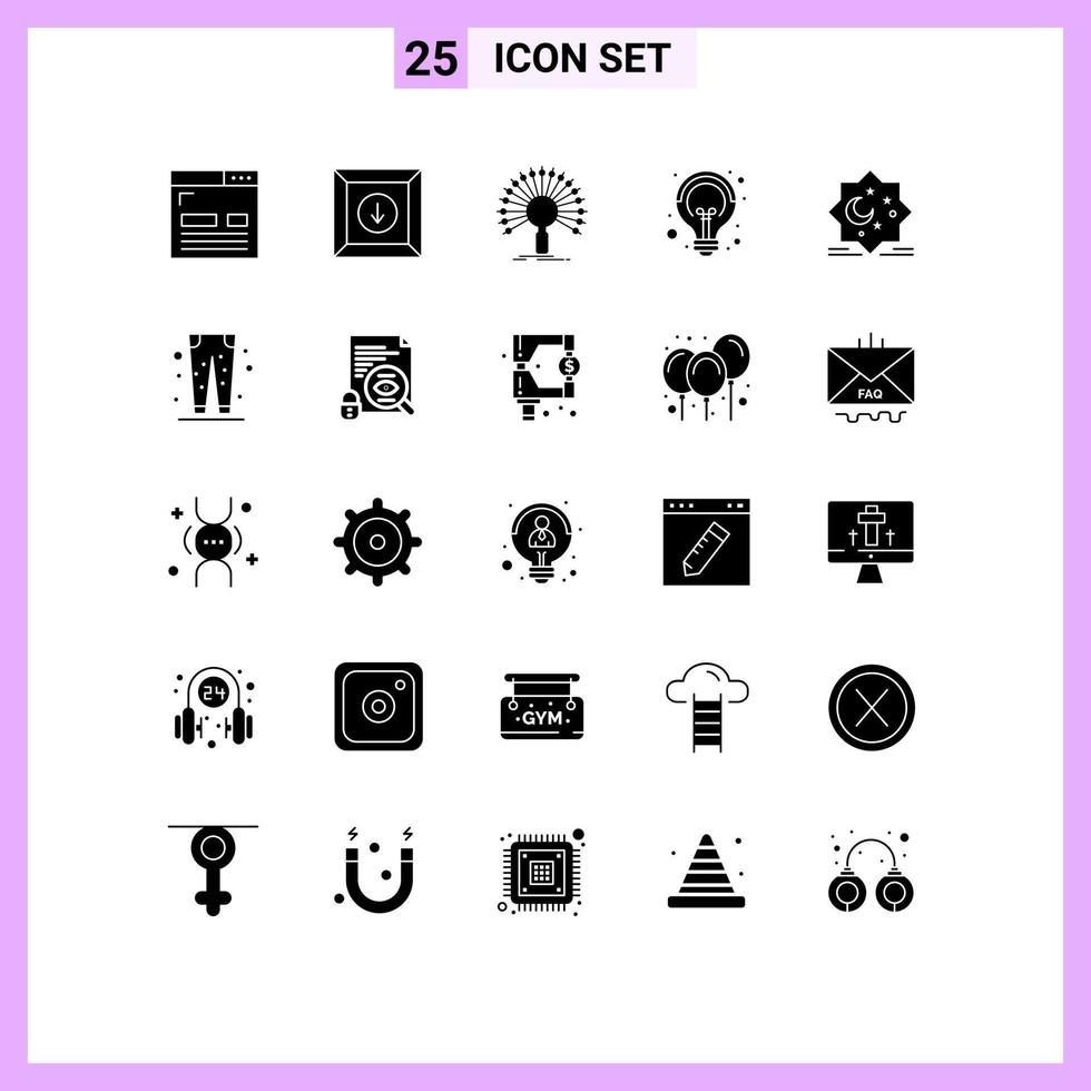 25 Solid Glyph concept for Websites Mobile and Apps moon idea data creative retrieval Editable Vector Design Elements
