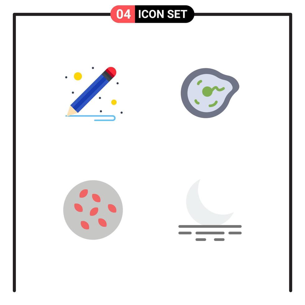 paquete de interfaz de usuario de 4 iconos planos básicos de lápiz semillas de sésamo física futura niebla elementos de diseño vectorial editables vector