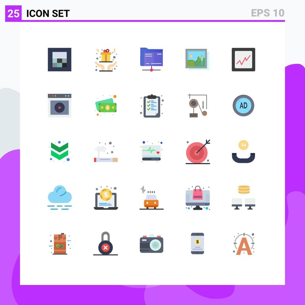 Universal Icon Symbols Group of 25 Modern Flat Colors of ui graph server analytics image Editable Vector Design Elements
