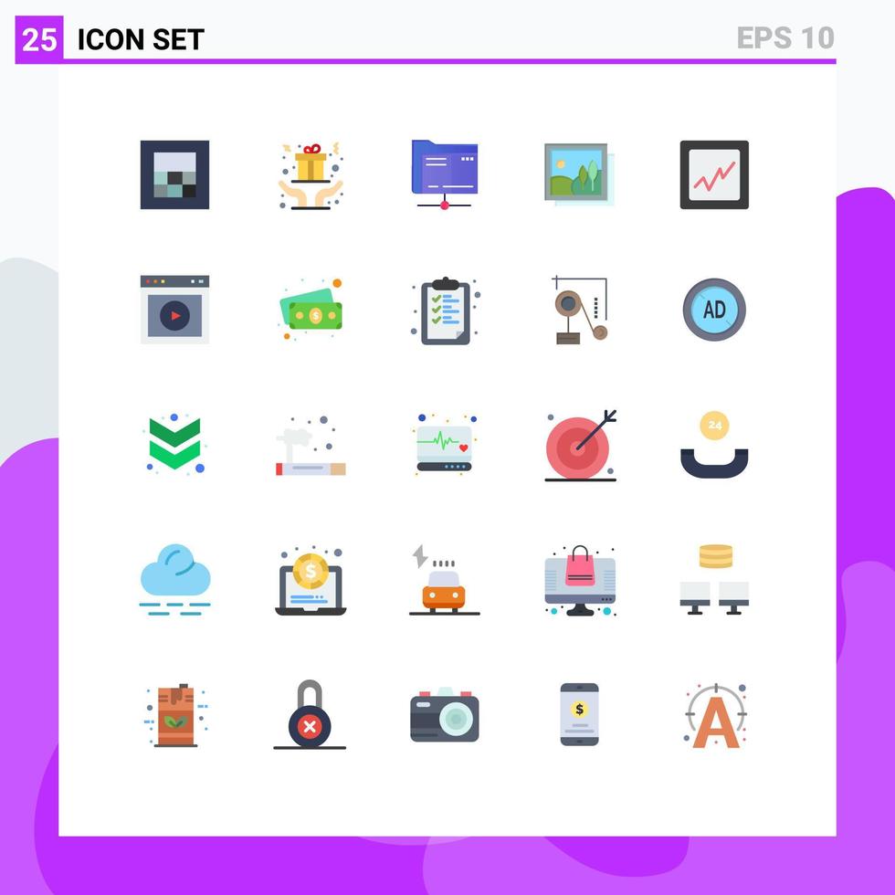grupo de símbolos de iconos universales de 25 colores planos modernos de elementos de diseño de vectores editables de imagen de análisis de servidor gráfico de interfaz de usuario