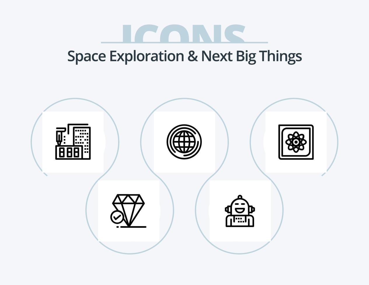 Space Exploration And Next Big Things Line Icon Pack 5 Icon Design. future. emotional. big. emotion. android vector