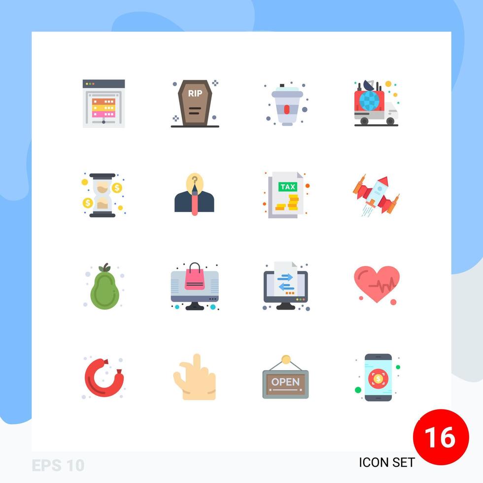 16 Creative Icons Modern Signs and Symbols of news broadcast halloween announcement designer Editable Pack of Creative Vector Design Elements