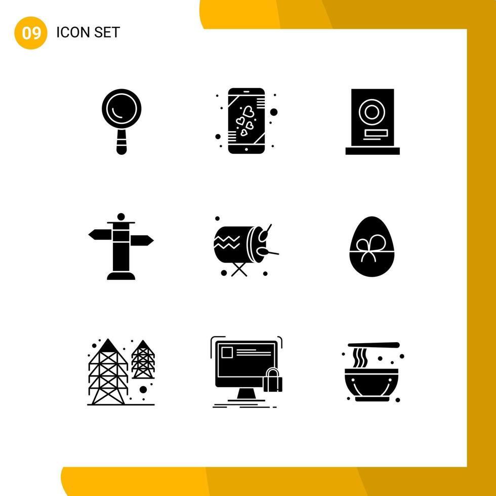 Modern Set of 9 Solid Glyphs and symbols such as announcement baraban dryer drum sign Editable Vector Design Elements