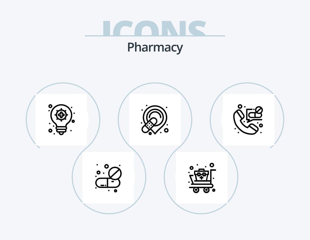 paquete de iconos de línea de farmacia 5 diseño de iconos. pastillas medicamento. médico. calcio. ayudar vector