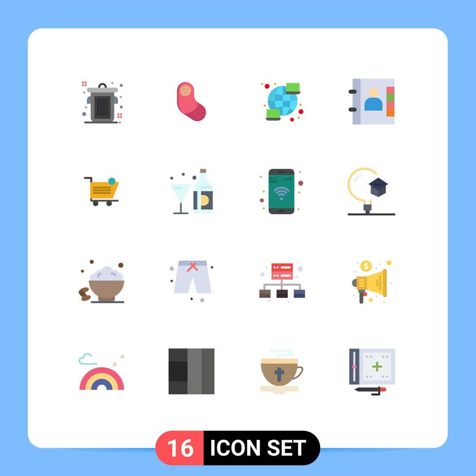 16 Flat Color concept for Websites Mobile and Apps store shipping network shopping phone Editable Pack of Creative Vector Design Elements