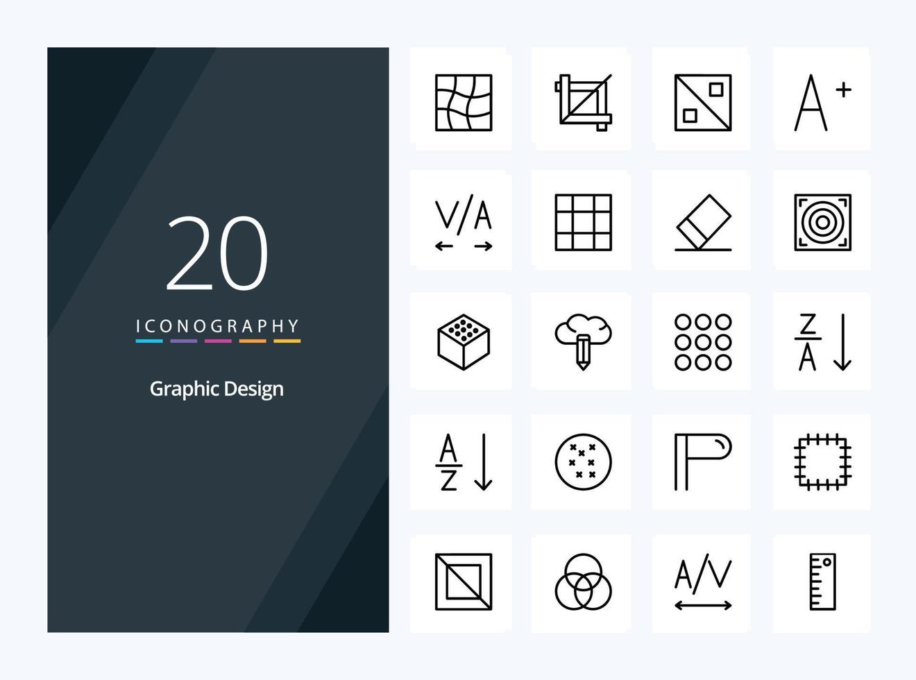 20 Design Outline icon for presentation vector