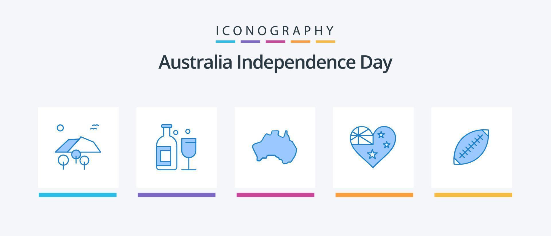 Australia Independence Day Blue 5 Icon Pack Including afl. flag. australian. country. travel. Creative Icons Design vector
