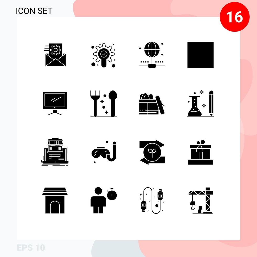 16 iconos creativos signos y símbolos modernos de cubertería imac dispositivo de internet computadora elementos de diseño vectorial editables vector