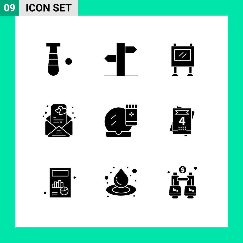 Set of 9 Modern UI Icons Symbols Signs for face makeup face base advertisement valentine love Editable Vector Design Elements