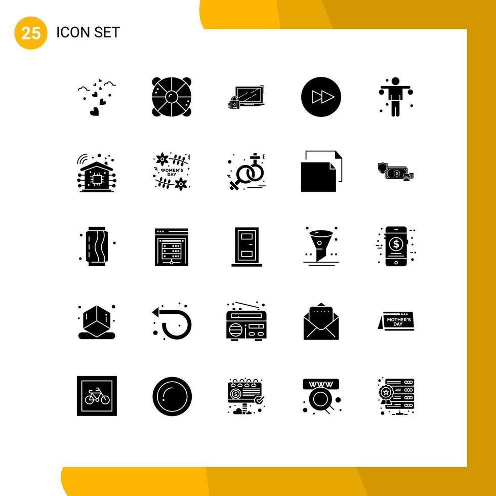 conjunto de 25 iconos de interfaz de usuario modernos signos de símbolos para elementos de diseño vectorial editables de bloqueo de círculo de verano con mancuernas vector