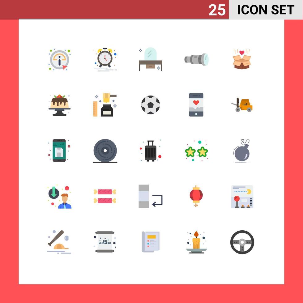 Group of 25 Flat Colors Signs and Symbols for gift device bedroom camera cam Editable Vector Design Elements