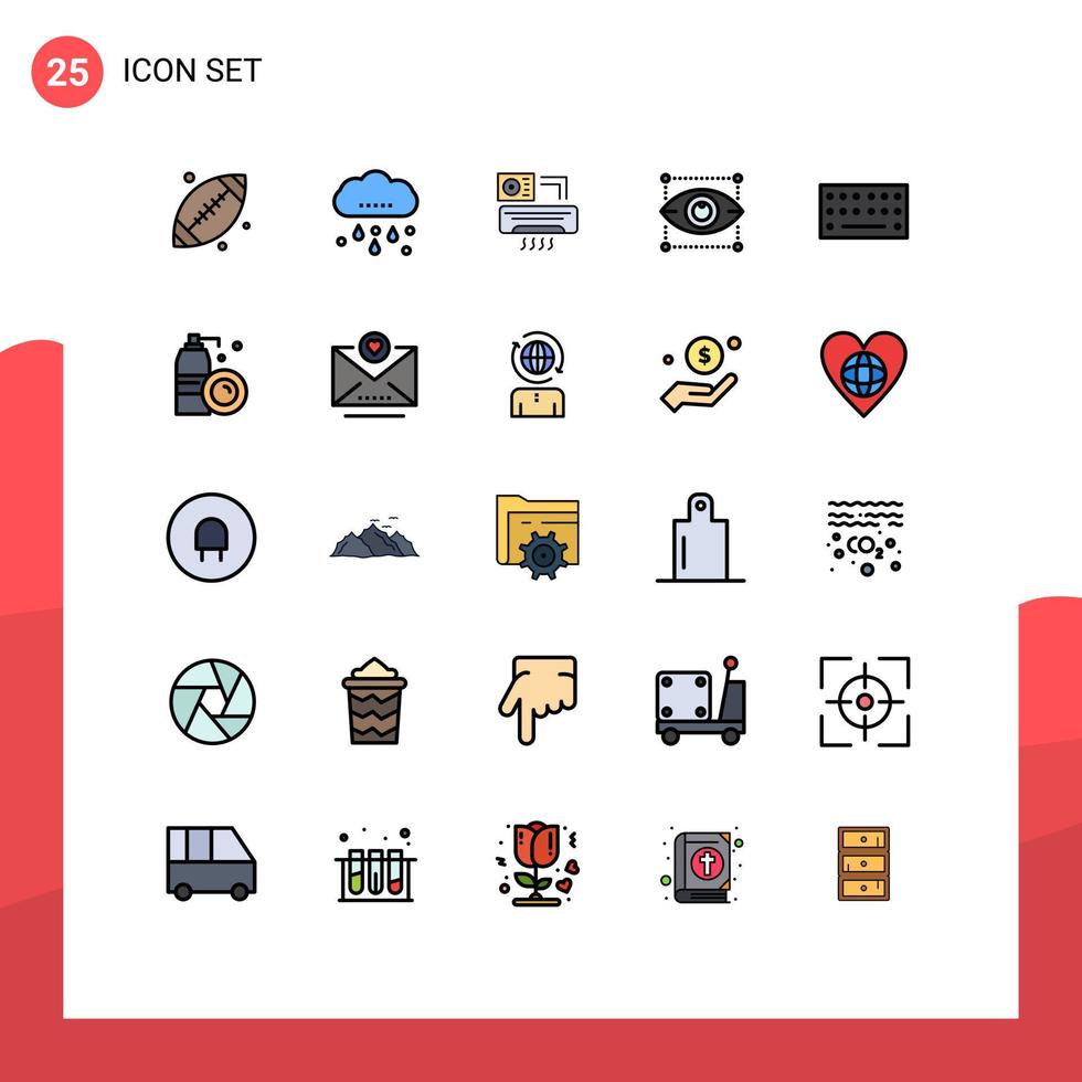 conjunto de 25 iconos modernos de la interfaz de usuario signos de símbolos para el diseño del aire del ojo del teclado creatividad elementos de diseño vectorial editables vector
