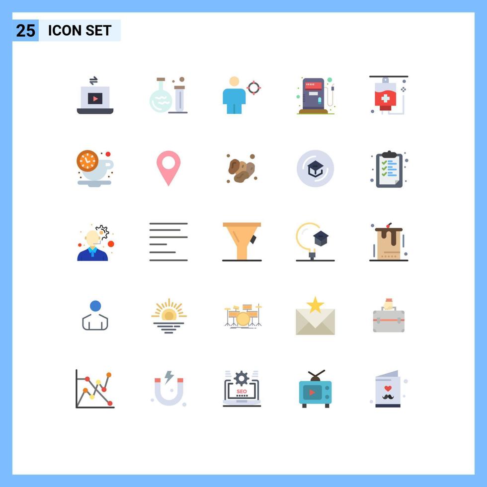 Modern Set of 25 Flat Colors and symbols such as hospital station avatar gas position Editable Vector Design Elements