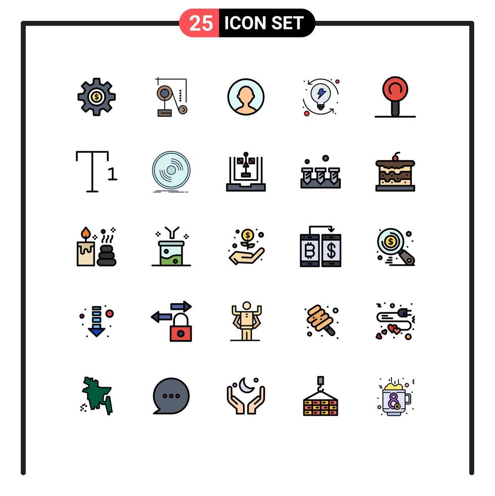 25 User Interface Filled line Flat Color Pack of modern Signs and Symbols of sweets system exparimant physics progression development Editable Vector Design Elements