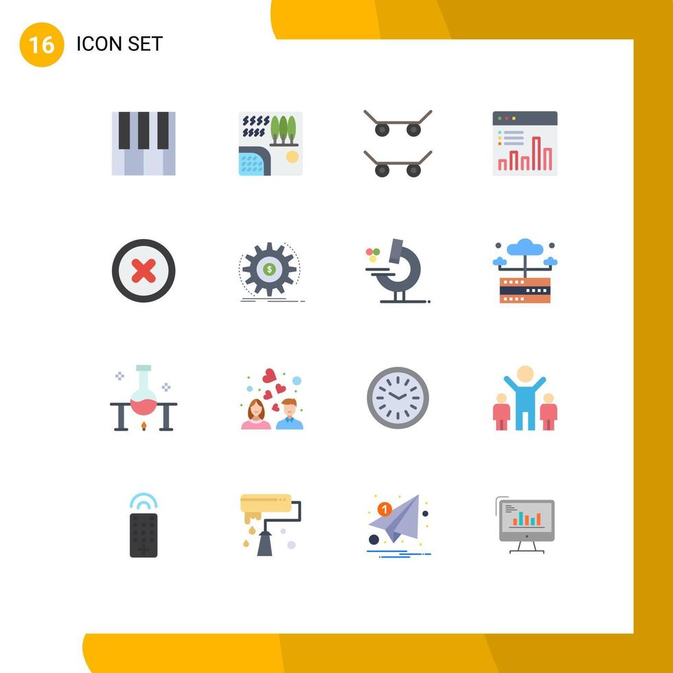 Universal Icon Symbols Group of 16 Modern Flat Colors of ui basic skateboard monitoring chart Editable Pack of Creative Vector Design Elements