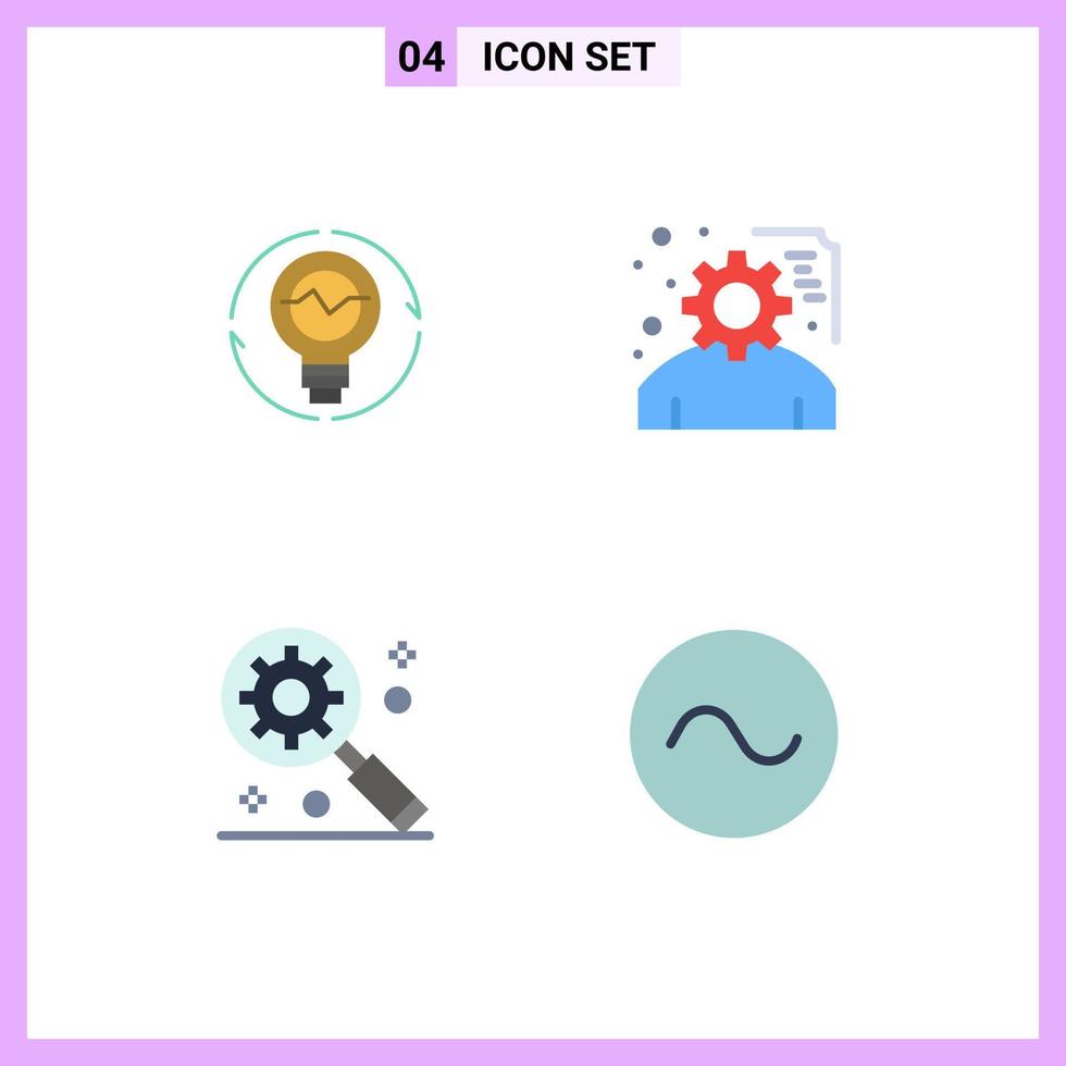 4 Creative Icons Modern Signs and Symbols of bulb project idea lightbulb digital marketing concept Editable Vector Design Elements