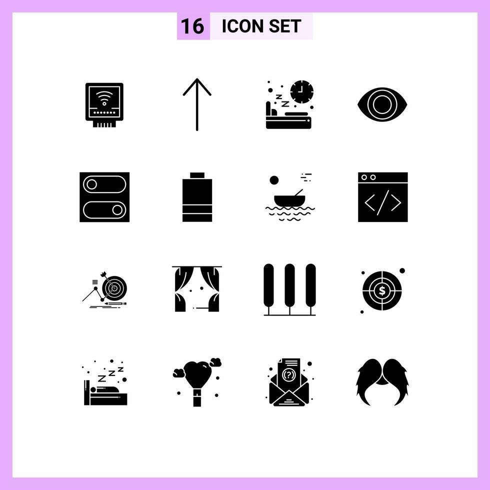 Stock Vector Icon Pack of 16 Line Signs and Symbols for electric toggle nutrition switch view Editable Vector Design Elements