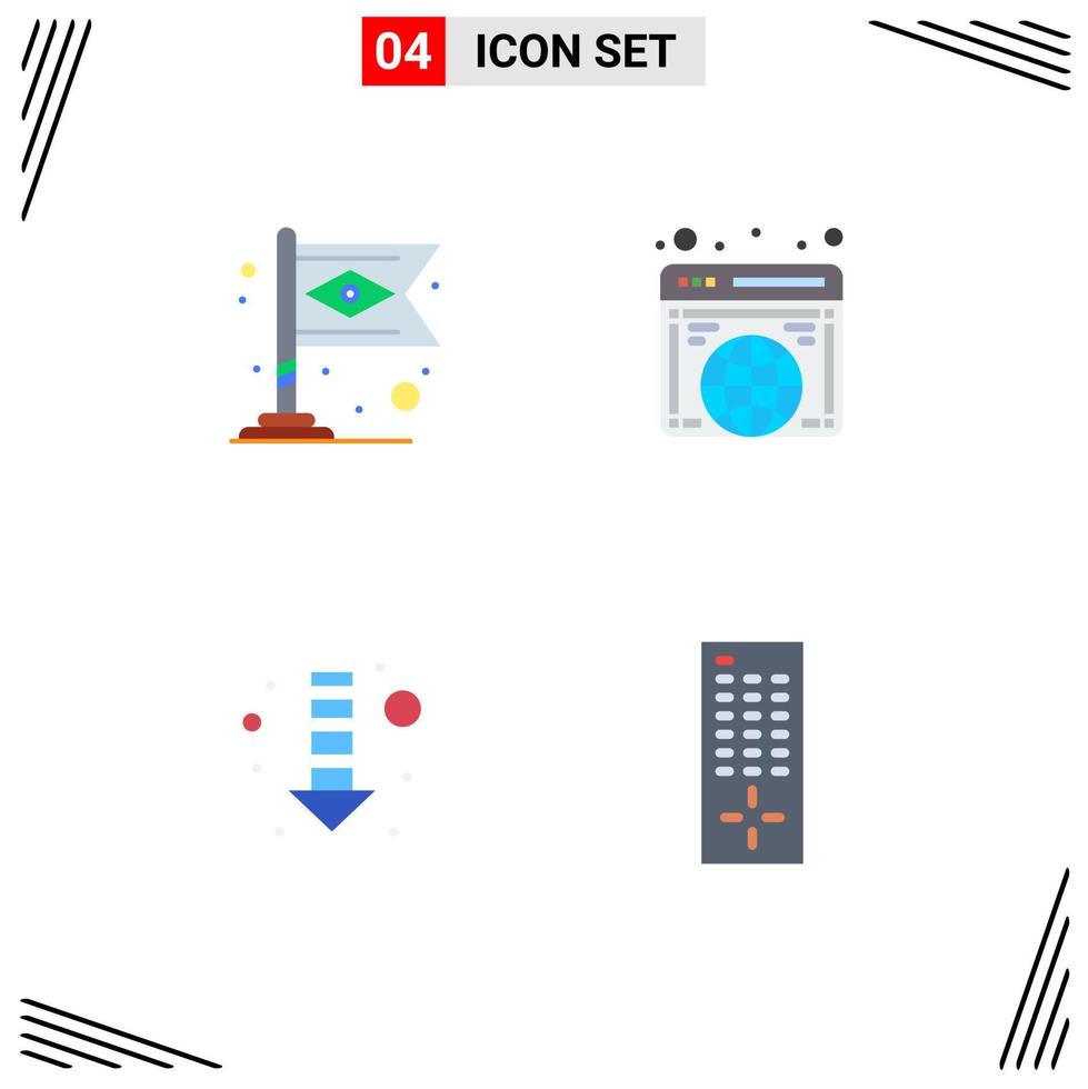 4 User Interface Flat Icon Pack of modern Signs and Symbols of banner direction flag internet control Editable Vector Design Elements