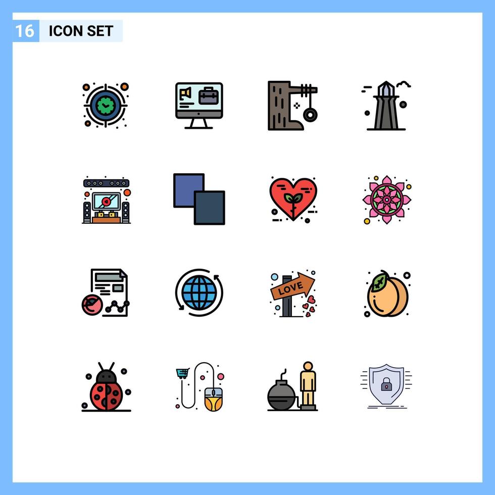 16 iconos creativos signos y símbolos modernos de construcción co torre trabajo canadá columpio elementos de diseño de vectores creativos editables