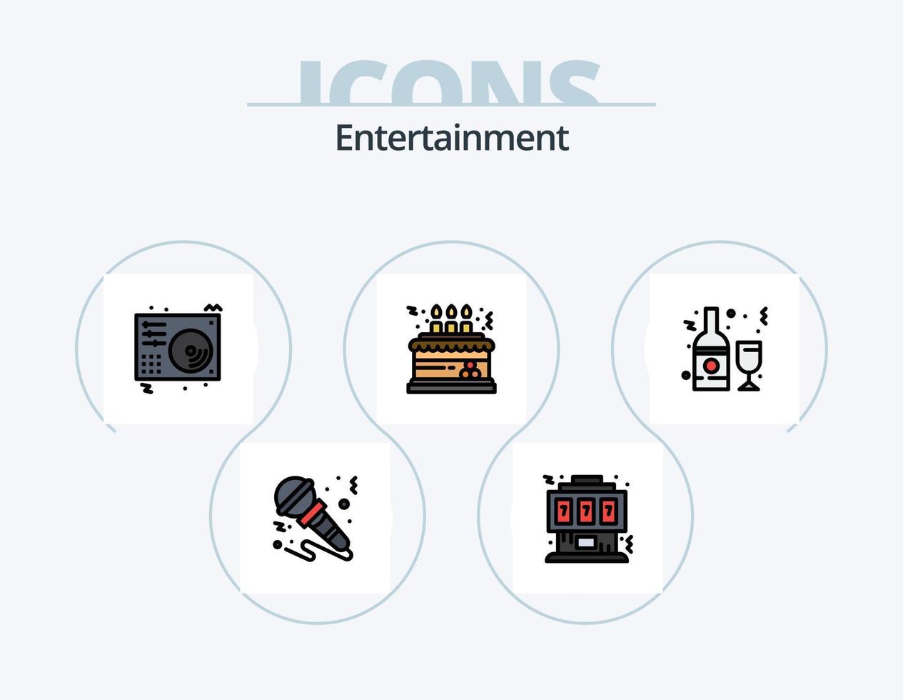 Entertainment Line Filled Icon Pack 5 Icon Design. lamp. light. beverage. globe. favorite vector