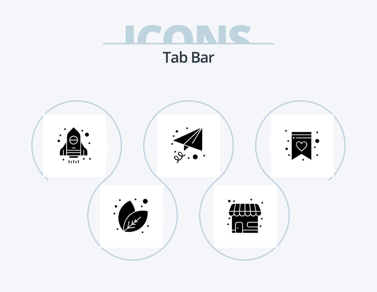 Tab Bar Glyph Icon Pack 5 Icon Design. . wish list. spaceship. shopping list. send vector