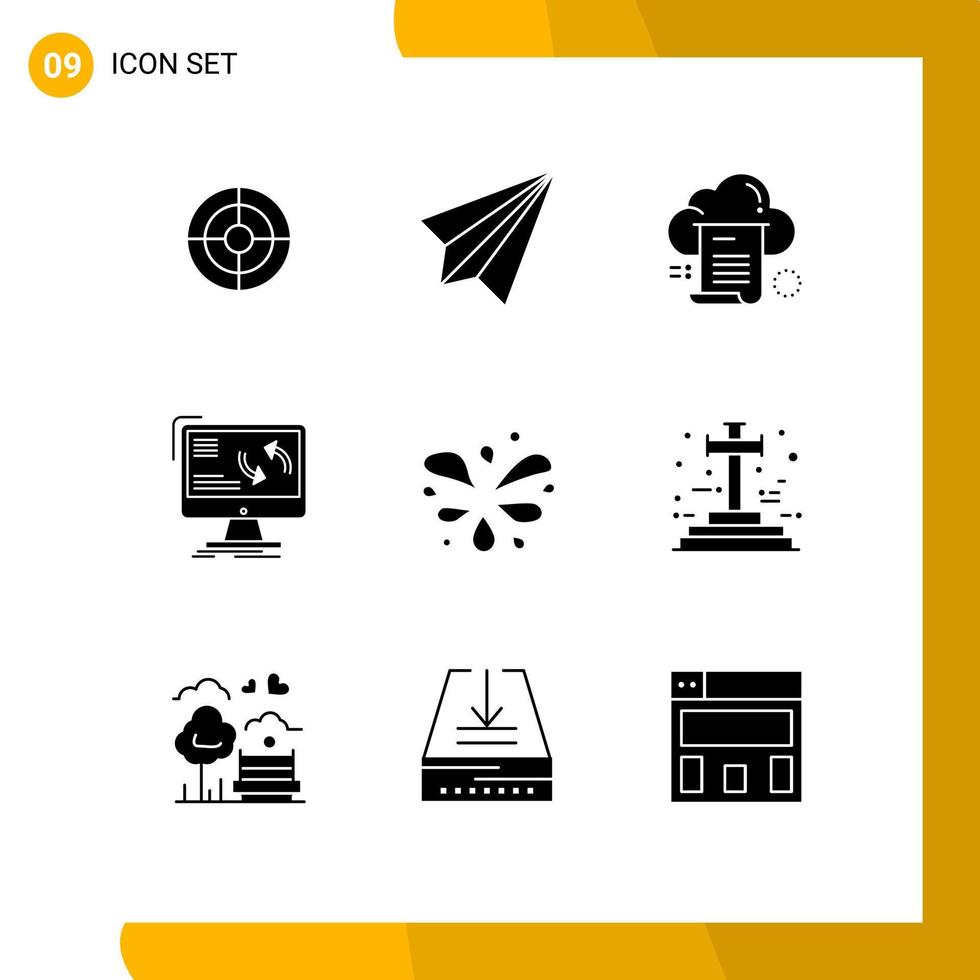User Interface Pack of 9 Basic Solid Glyphs of data sync send synchronization cloud Editable Vector Design Elements