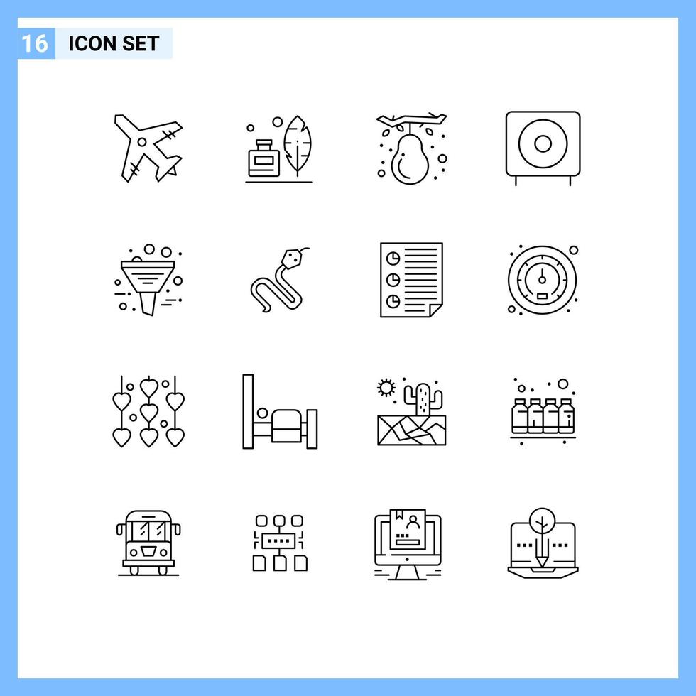 Editable Vector Line Pack of 16 Simple Outlines of data subwoofer fall products devices Editable Vector Design Elements
