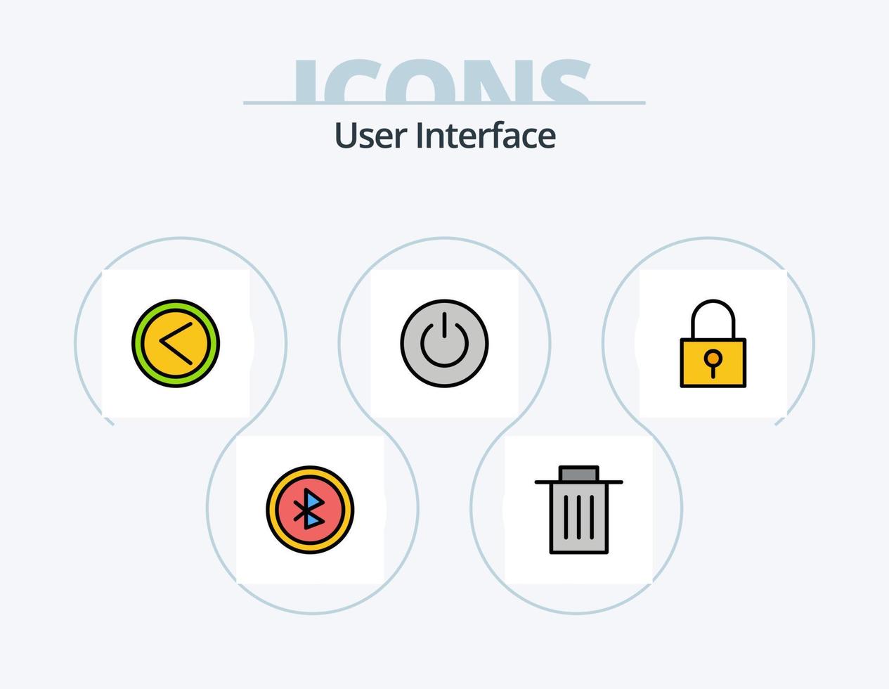 diseño de iconos del paquete de iconos llenos de línea de interfaz de usuario 5. bolso. tocar. pancarta de construcción. interfaz. vector
