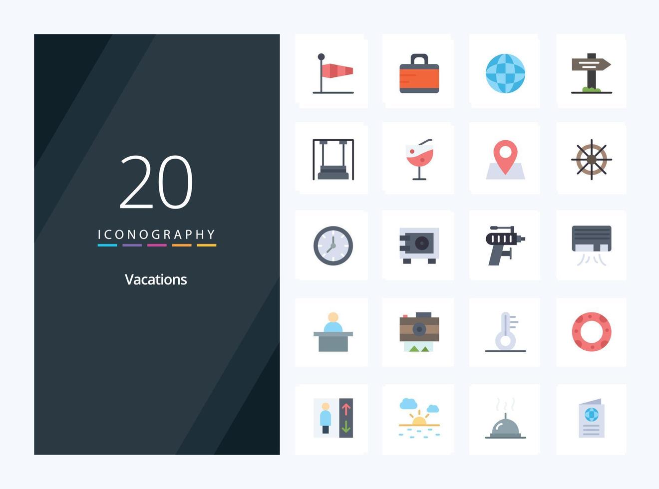 20 Vacations Flat Color icon for presentation vector