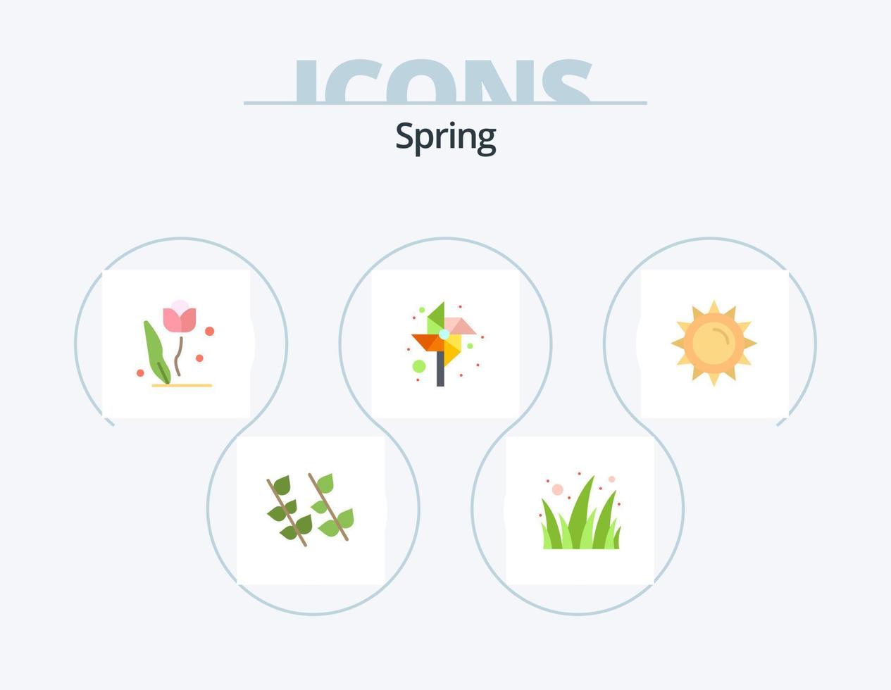 Spring Flat Icon Pack 5 Icon Design. brightness. pinwheel. flora. kids