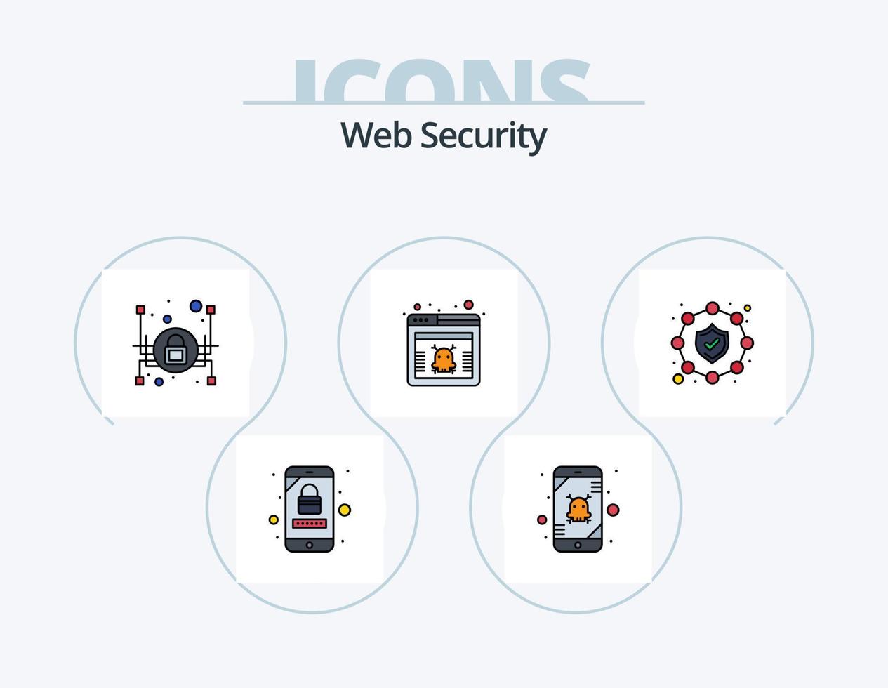 Web Security Line Filled Icon Pack 5 Icon Design. insurance. web. key logger. virus. protection vector