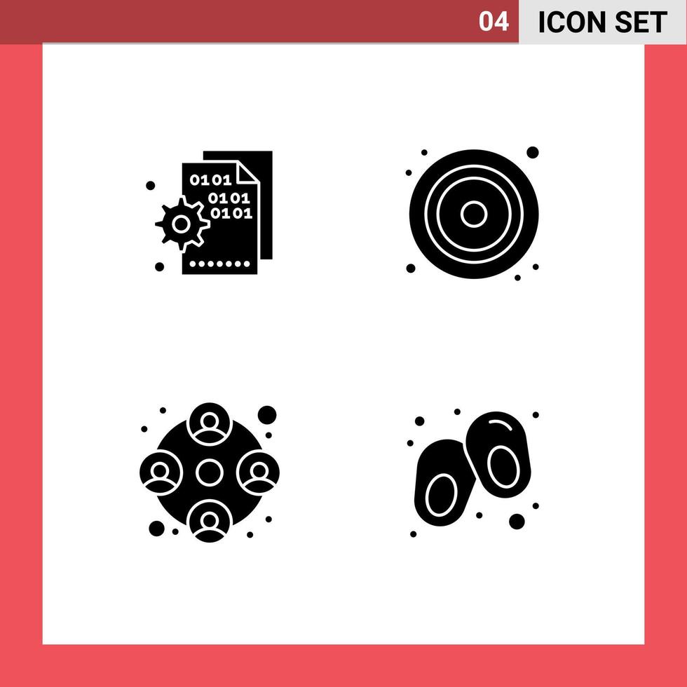4 Solid Glyph concept for Websites Mobile and Apps browser people page disk users Editable Vector Design Elements