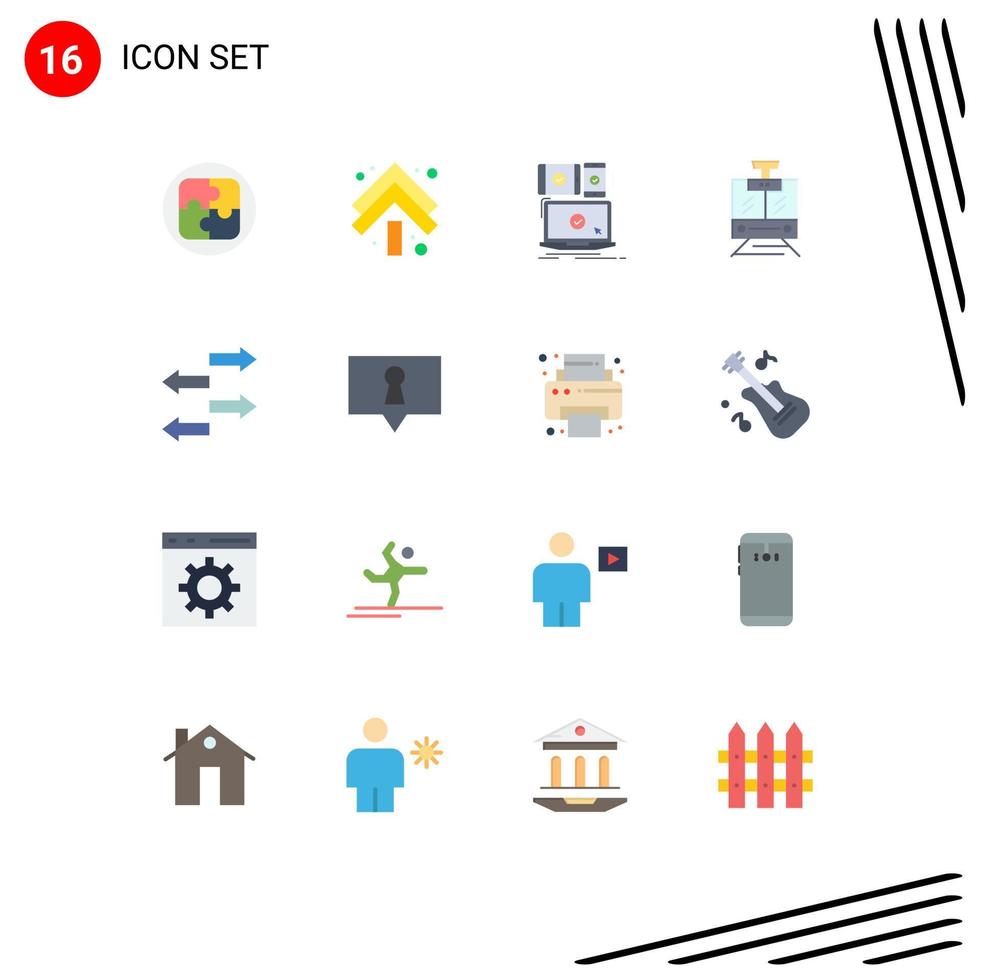 16 Universal Flat Color Signs Symbols of export service computer public technology Editable Pack of Creative Vector Design Elements